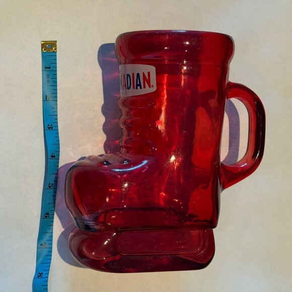 Molson Canadian Beer Glass Red Mug Ice Hockey Skate Boot Collectible 24oz - Picture 8 of 8